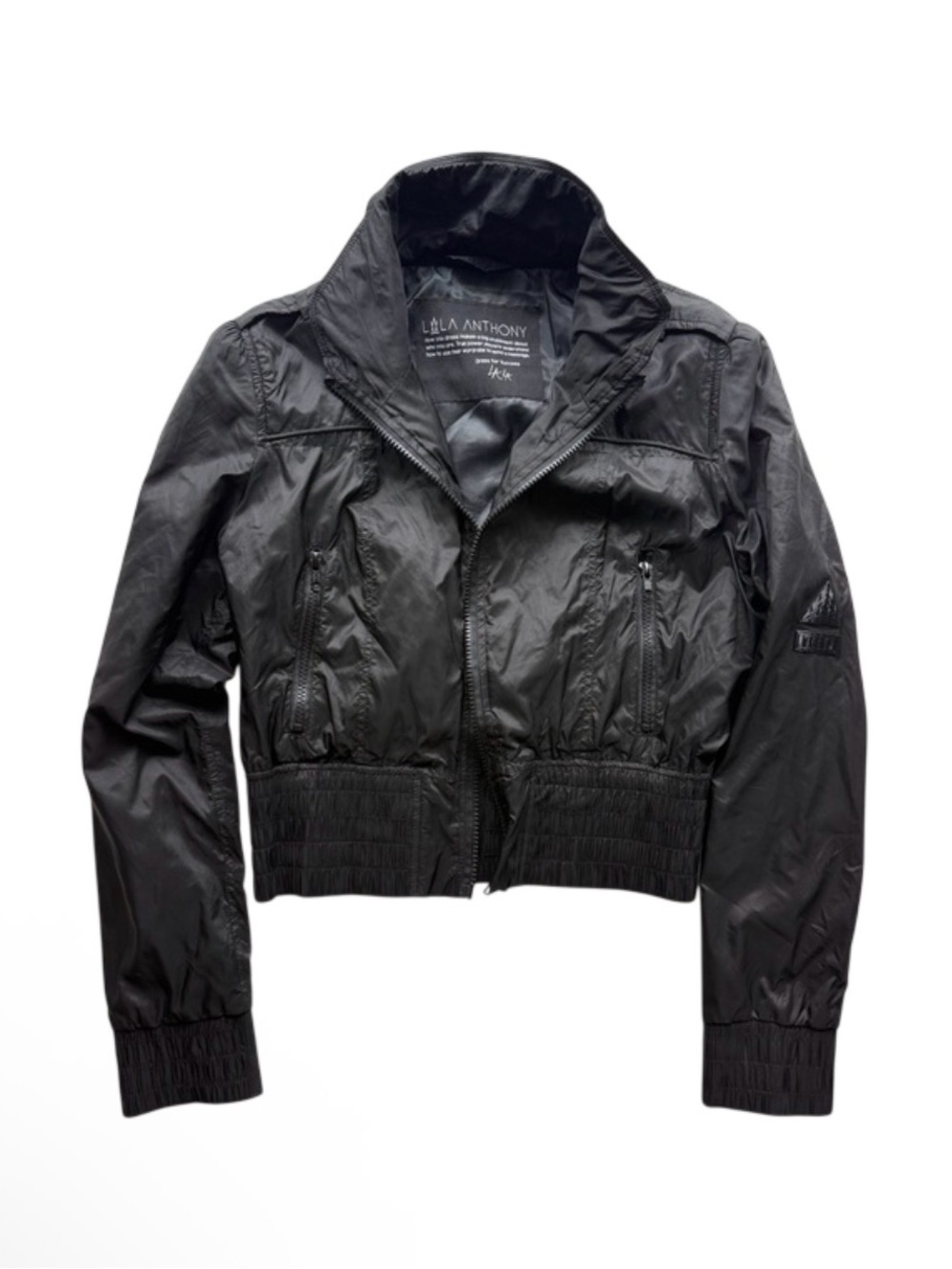 Lala Anthony Cropped Bomber Jacket - Small - Black